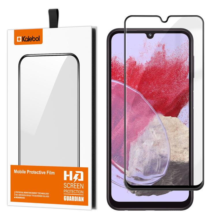 For Samsung Galaxy M34 5G Kalebol High-Aluminum Screen-Printed Full-Coverage Anti-Fingerprint Black-Bordered HD Tempered Glass Film