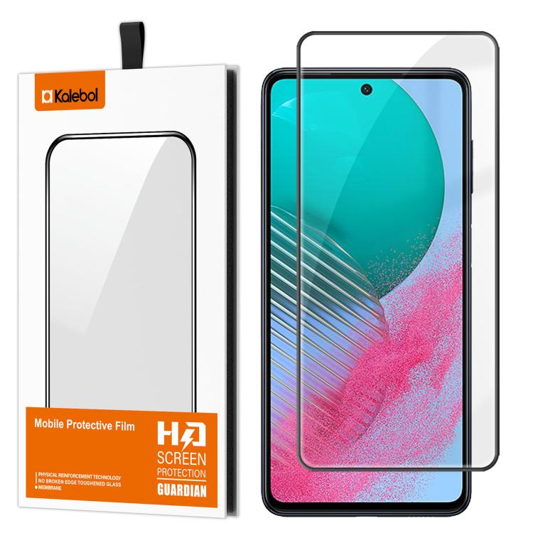 For Samsung Galaxy M54 5G Kalebol High-Aluminum Screen-Printed Full-Coverage Anti-Fingerprint Black-Bordered HD Tempered Glass Film