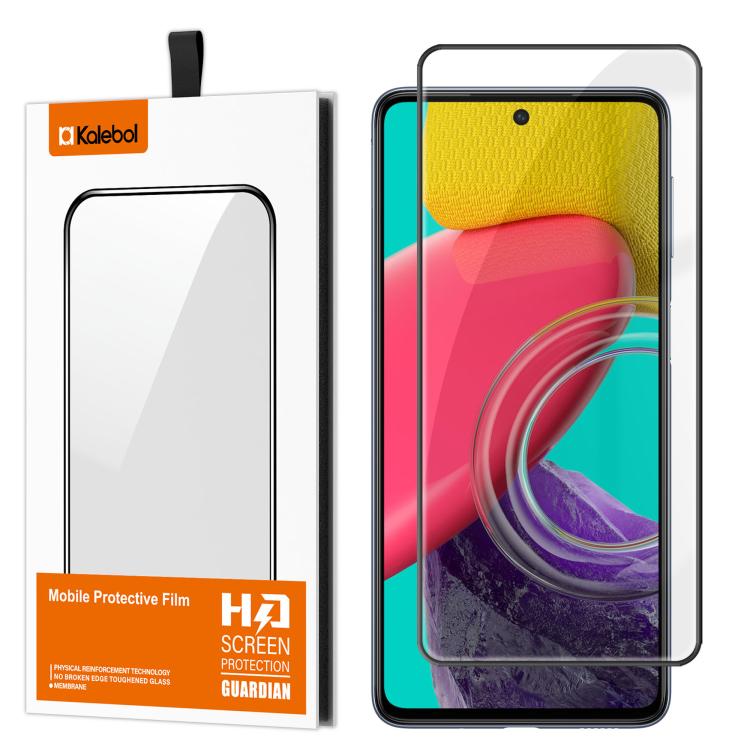 For Samsung Galaxy M53 5G Kalebol High-Aluminum Screen-Printed Full-Coverage Anti-Fingerprint Black-Bordered HD Tempered Glass Film