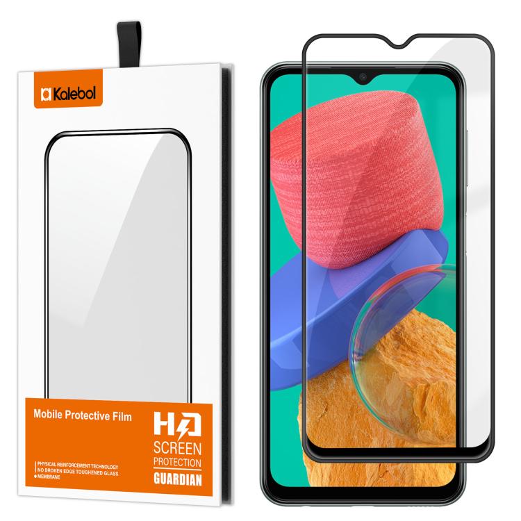 For Samsung Galaxy M33 5G Kalebol High-Aluminum Screen-Printed Full-Coverage Anti-Fingerprint Black-Bordered HD Tempered Glass Film