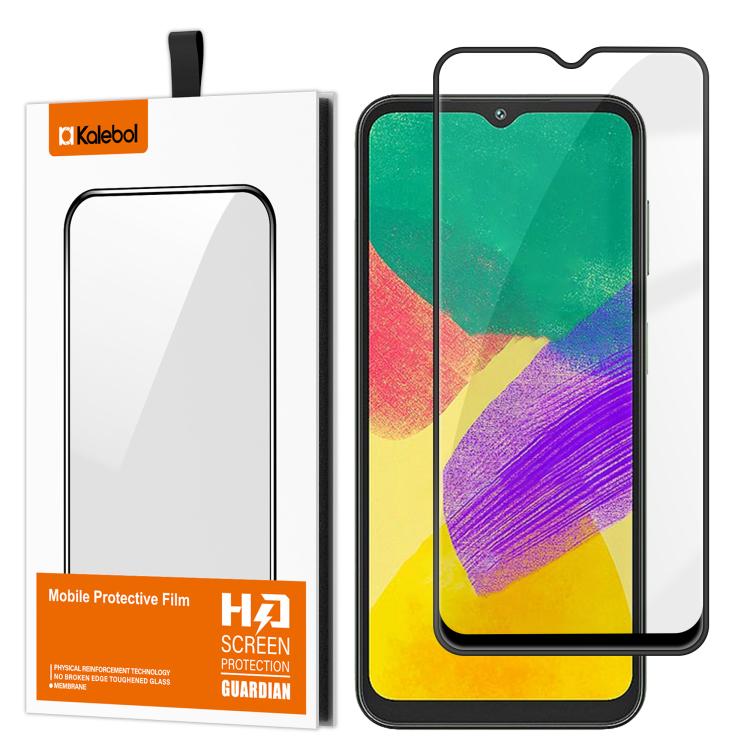 For Samsung Galaxy F14 5G Kalebol High-Aluminum Screen-Printed Full-Coverage Anti-Fingerprint Black-Bordered HD Tempered Glass Film