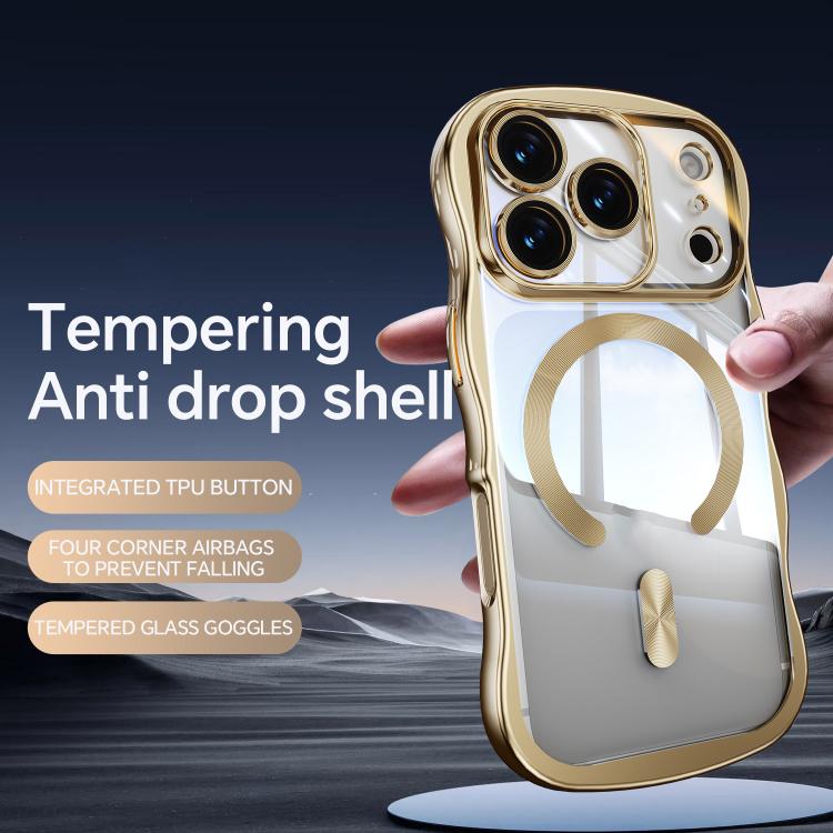 For iPhone 17 Pro Max Big Wave Electroplating MagSafe Magnetic Phone Case