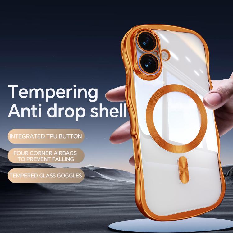 For iPhone 17 Big Wave Electroplating MagSafe Magnetic Phone Case
