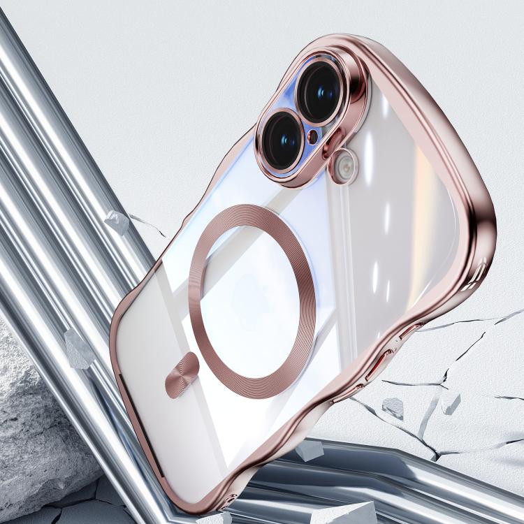For iPhone 17 Big Wave Electroplating MagSafe Magnetic Phone Case