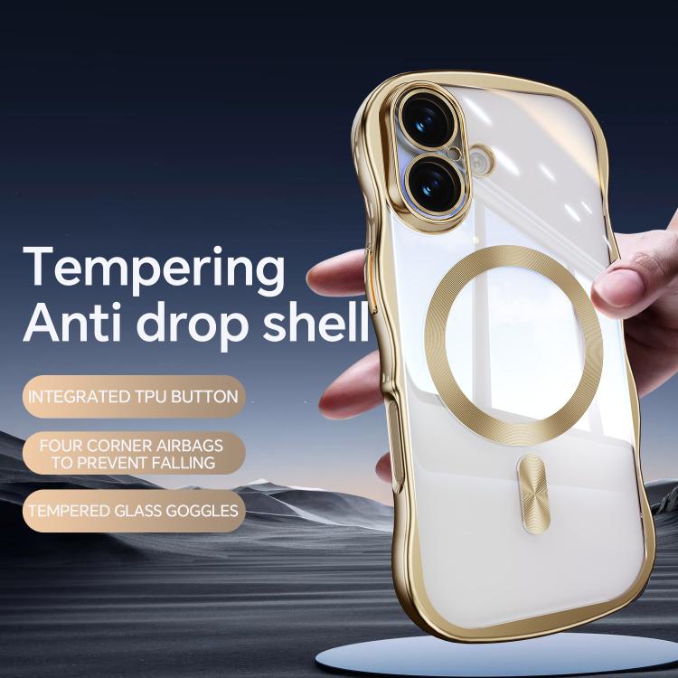 For iPhone 17 Big Wave Electroplating MagSafe Magnetic Phone Case