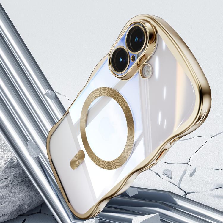 For iPhone 17 Big Wave Electroplating MagSafe Magnetic Phone Case