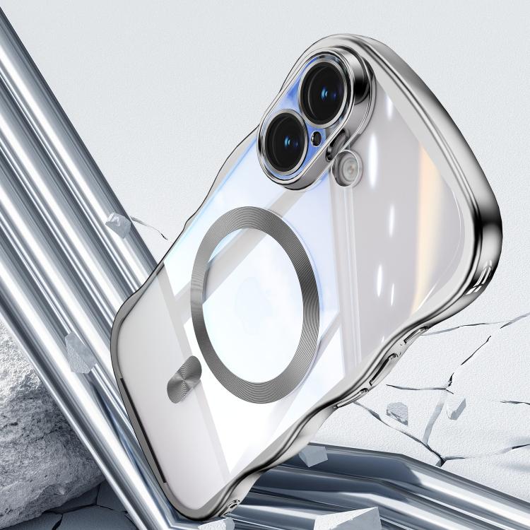 For iPhone 17 Big Wave Electroplating MagSafe Magnetic Phone Case