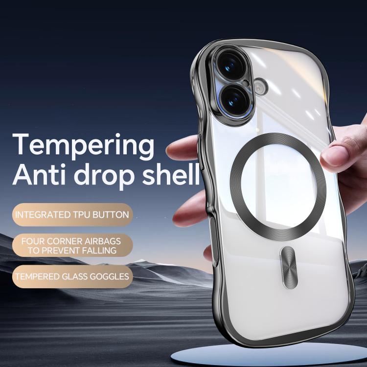 For iPhone 17 Big Wave Electroplating MagSafe Magnetic Phone Case
