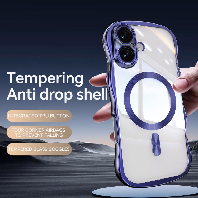 For iPhone 17 Big Wave Electroplating MagSafe Magnetic Phone Case