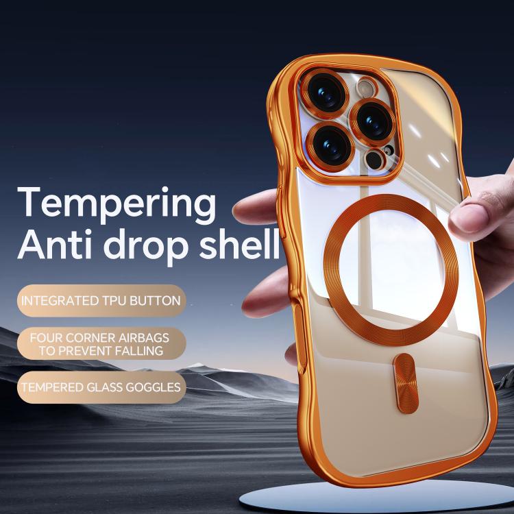 For iPhone 16 Pro Max Big Wave Electroplating MagSafe Magnetic Phone Case
