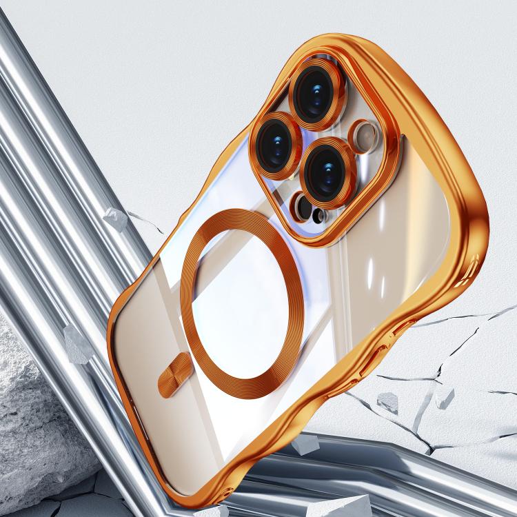 For iPhone 16 Pro Max Big Wave Electroplating MagSafe Magnetic Phone Case