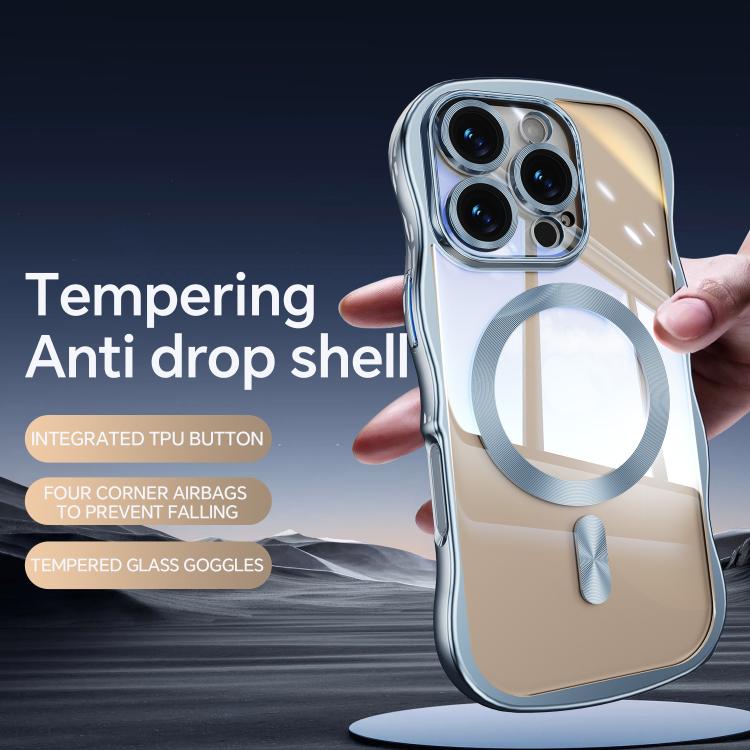 For iPhone 16 Pro Max Big Wave Electroplating MagSafe Magnetic Phone Case