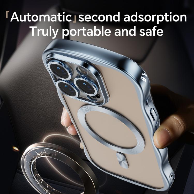 For iPhone 16 Pro Max Big Wave Electroplating MagSafe Magnetic Phone Case