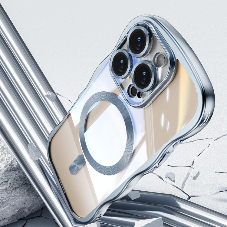 For iPhone 16 Pro Max Big Wave Electroplating MagSafe Magnetic Phone Case
