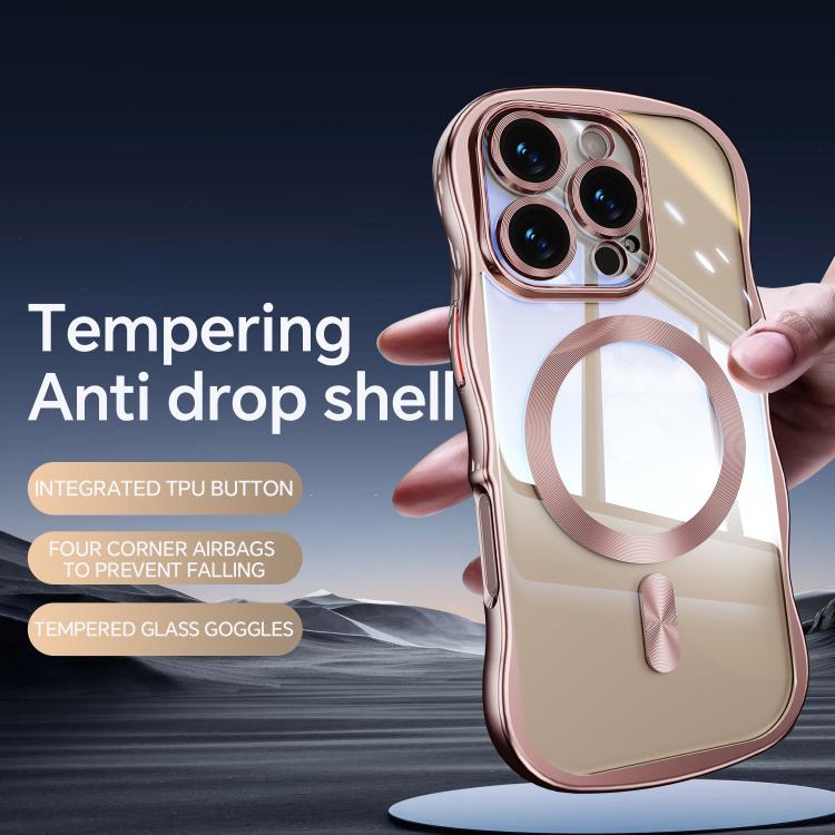 For iPhone 16 Pro Max Big Wave Electroplating MagSafe Magnetic Phone Case
