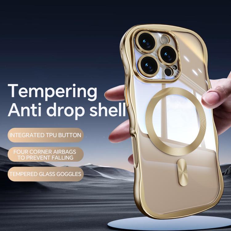 For iPhone 16 Pro Max Big Wave Electroplating MagSafe Magnetic Phone Case