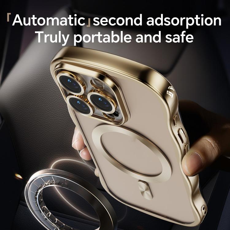 For iPhone 16 Pro Max Big Wave Electroplating MagSafe Magnetic Phone Case