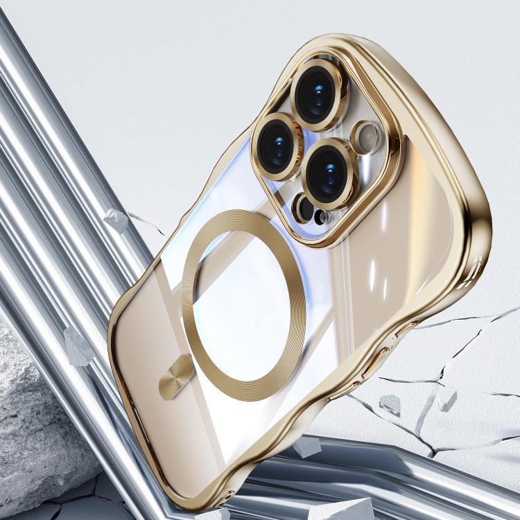 For iPhone 16 Pro Max Big Wave Electroplating MagSafe Magnetic Phone Case
