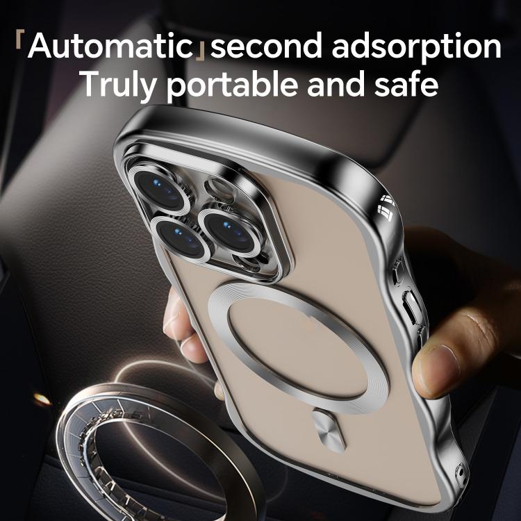 For iPhone 16 Pro Max Big Wave Electroplating MagSafe Magnetic Phone Case