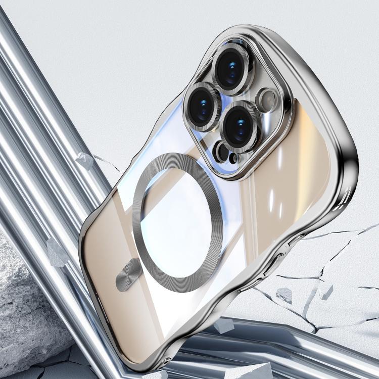 For iPhone 16 Pro Max Big Wave Electroplating MagSafe Magnetic Phone Case