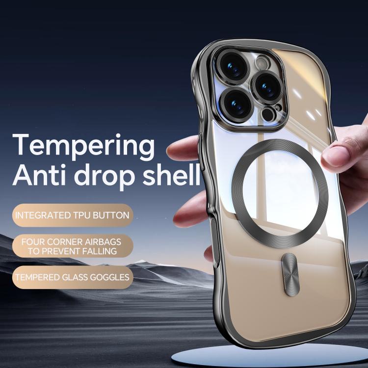 For iPhone 16 Pro Max Big Wave Electroplating MagSafe Magnetic Phone Case