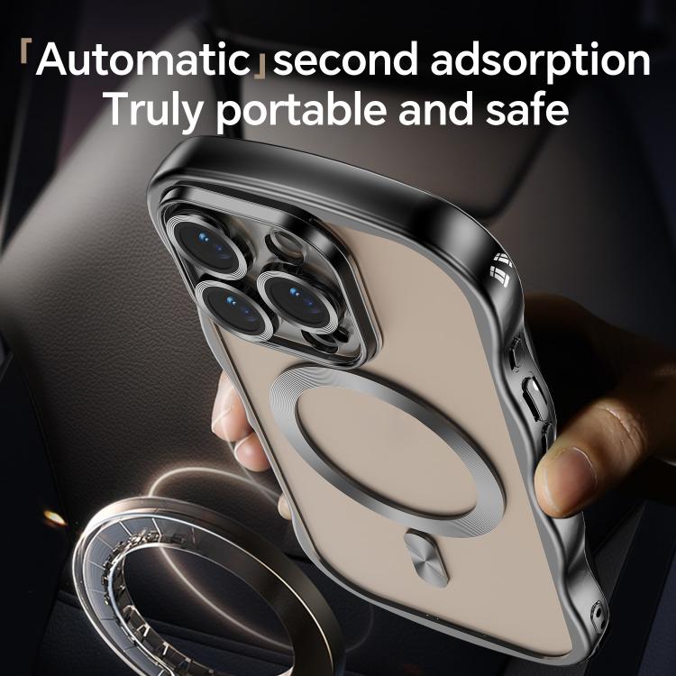 For iPhone 16 Pro Max Big Wave Electroplating MagSafe Magnetic Phone Case