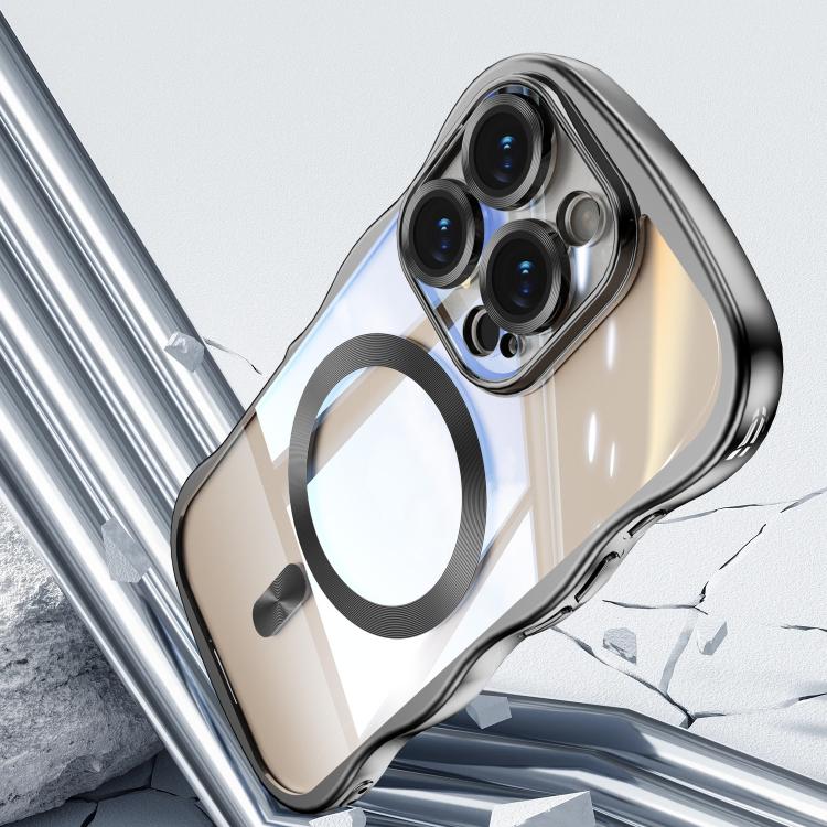 For iPhone 16 Pro Max Big Wave Electroplating MagSafe Magnetic Phone Case