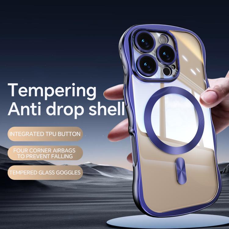For iPhone 16 Pro Max Big Wave Electroplating MagSafe Magnetic Phone Case