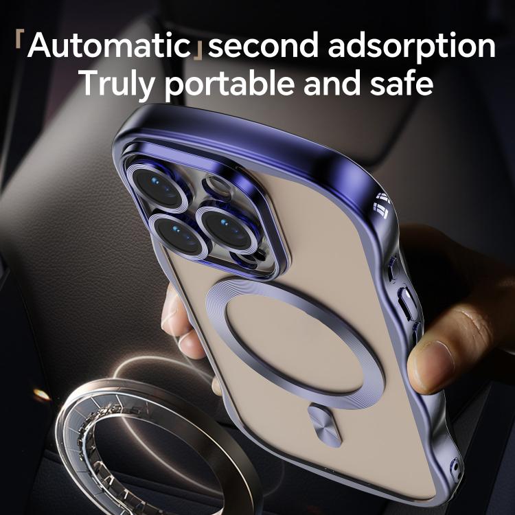 For iPhone 16 Pro Max Big Wave Electroplating MagSafe Magnetic Phone Case