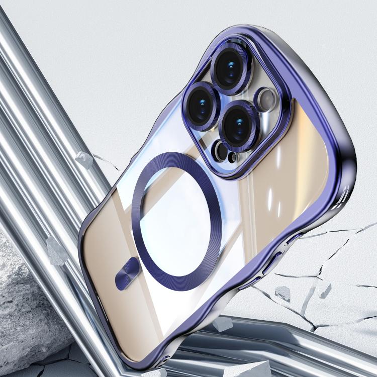 For iPhone 16 Pro Max Big Wave Electroplating MagSafe Magnetic Phone Case