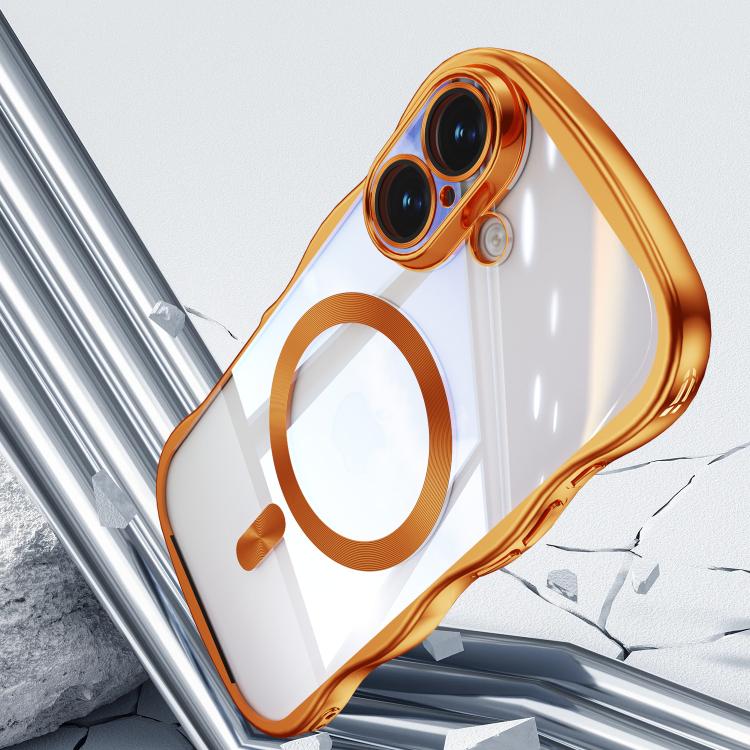 For iPhone 16 Big Wave Electroplating MagSafe Magnetic Phone Case