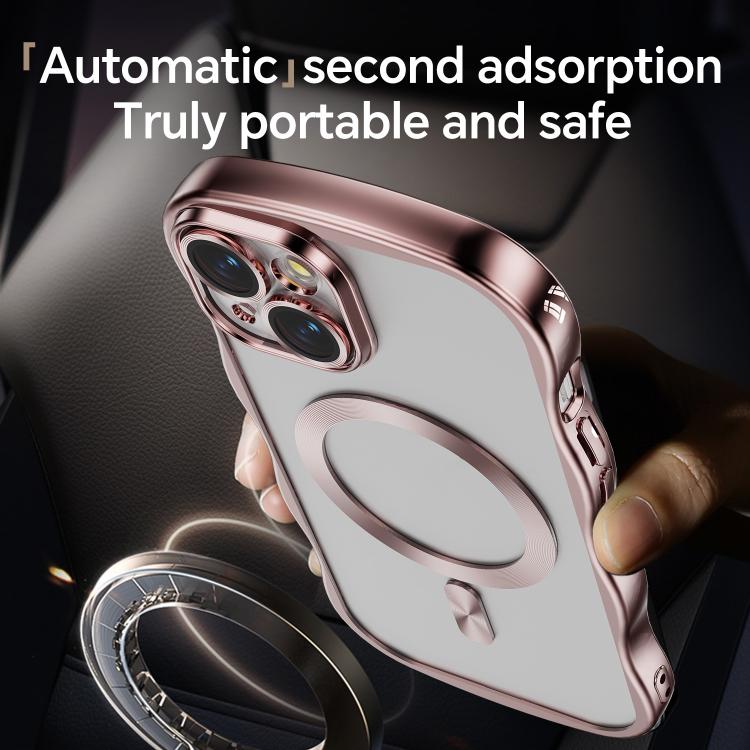 For iPhone 14 Big Wave Electroplating MagSafe Magnetic Phone Case