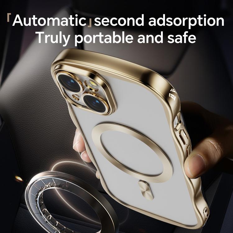 For iPhone 14 Big Wave Electroplating MagSafe Magnetic Phone Case