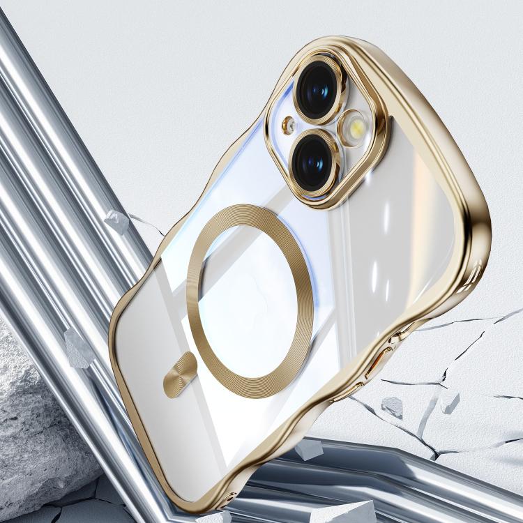 For iPhone 14 Big Wave Electroplating MagSafe Magnetic Phone Case