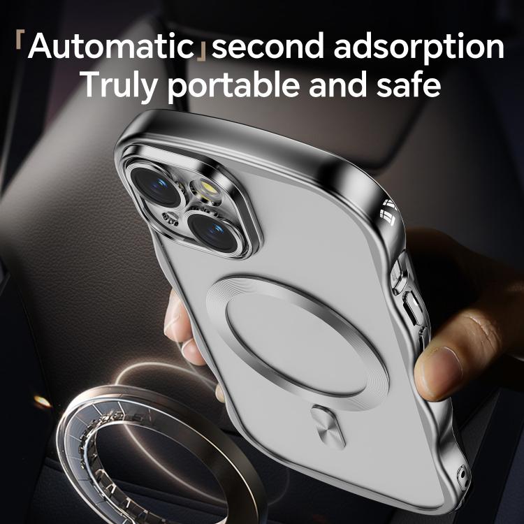 For iPhone 14 Big Wave Electroplating MagSafe Magnetic Phone Case