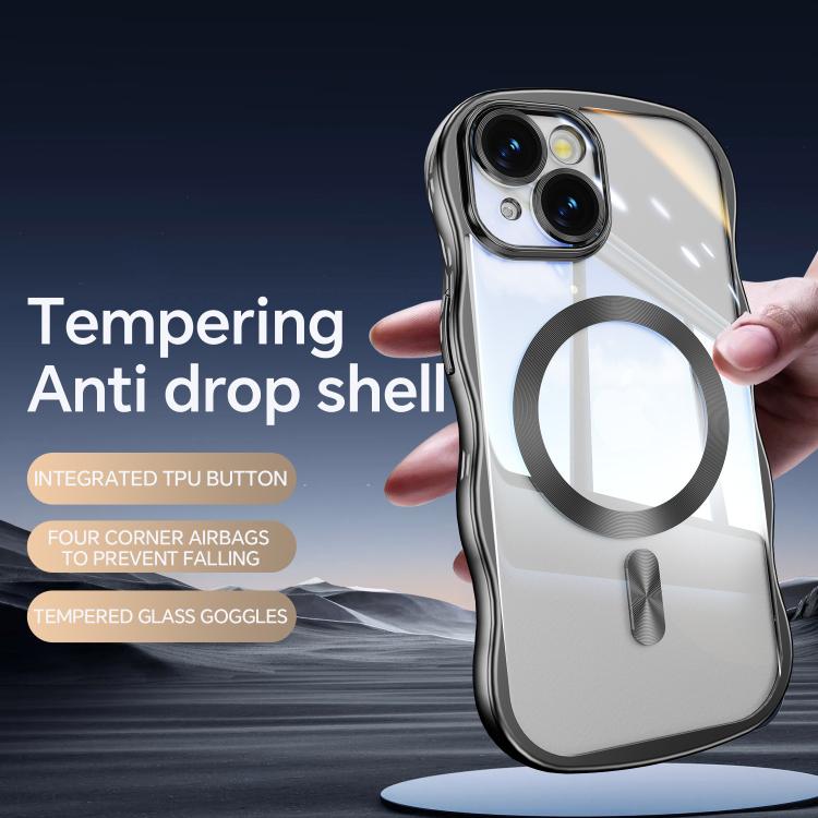 For iPhone 14 Big Wave Electroplating MagSafe Magnetic Phone Case