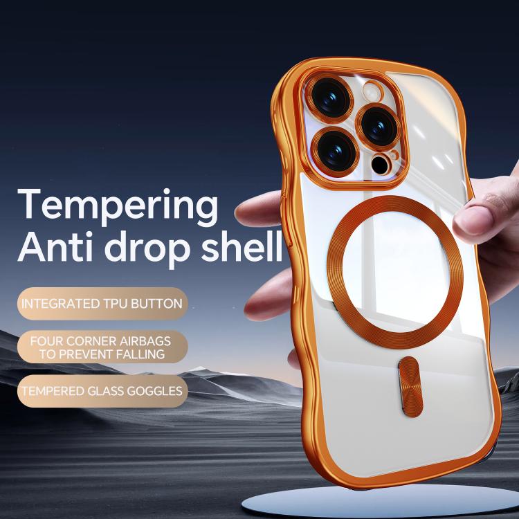 For iPhone 14 Pro Max Big Wave Electroplating MagSafe Magnetic Phone Case