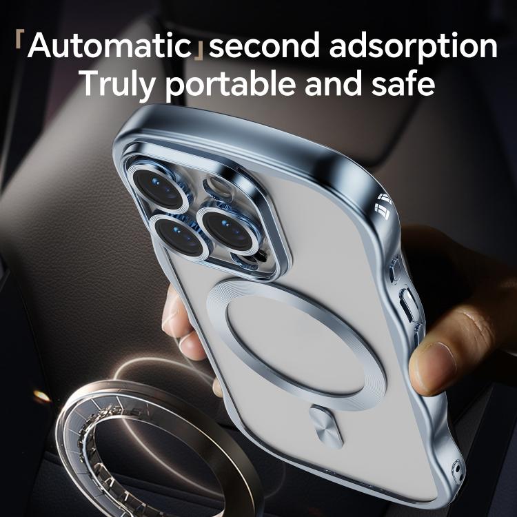 For iPhone 14 Pro Max Big Wave Electroplating MagSafe Magnetic Phone Case