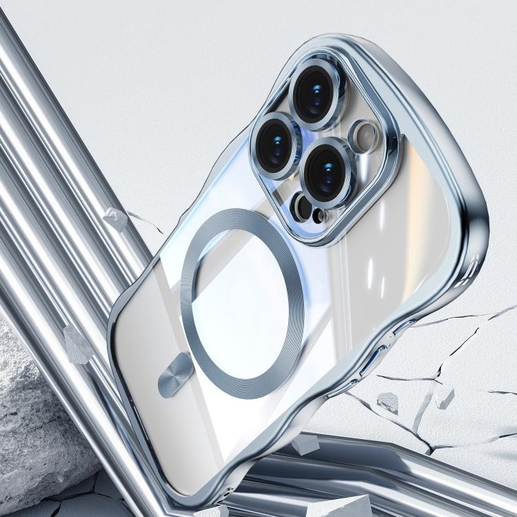 For iPhone 14 Pro Max Big Wave Electroplating MagSafe Magnetic Phone Case