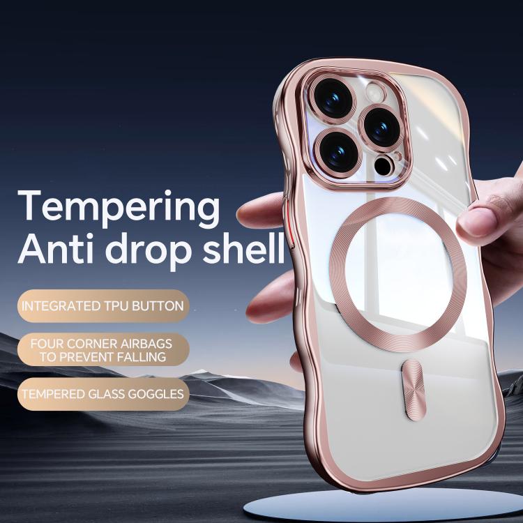 For iPhone 14 Pro Max Big Wave Electroplating MagSafe Magnetic Phone Case