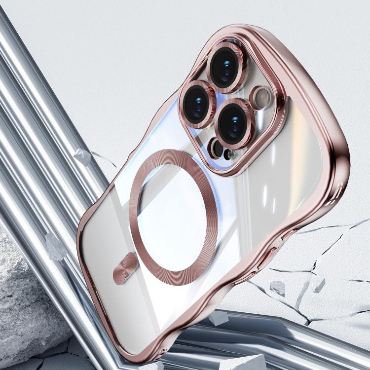 For iPhone 14 Pro Max Big Wave Electroplating MagSafe Magnetic Phone Case