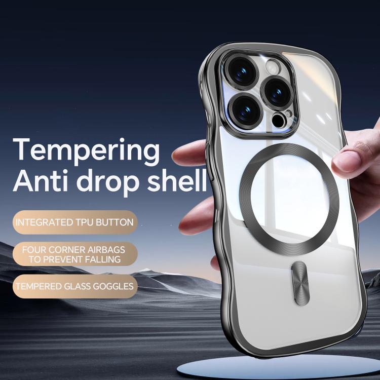 For iPhone 14 Pro Max Big Wave Electroplating MagSafe Magnetic Phone Case