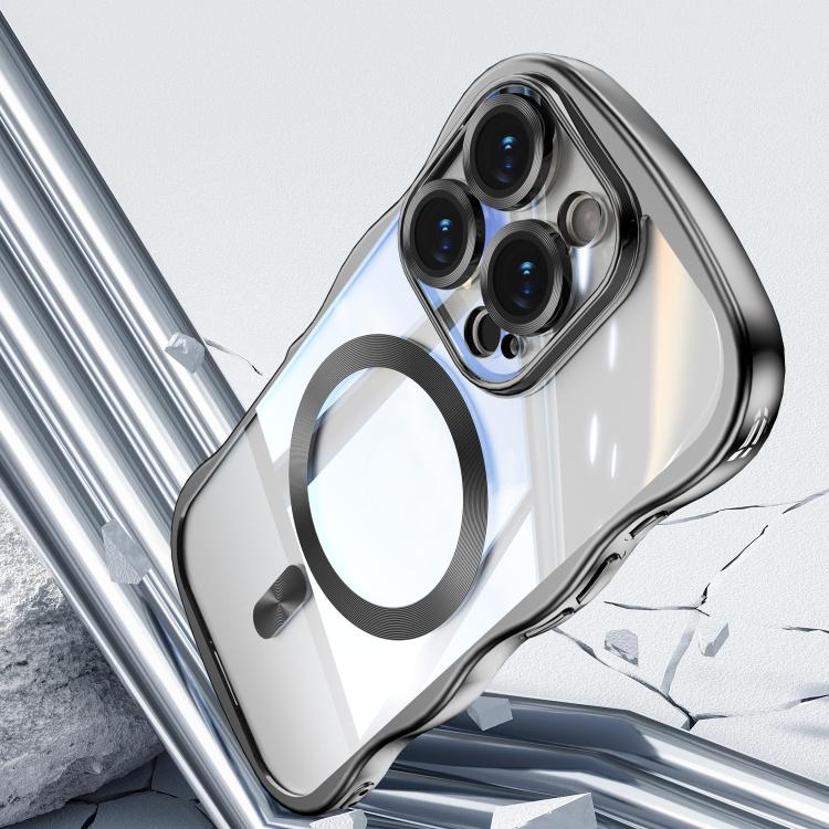 For iPhone 14 Pro Max Big Wave Electroplating MagSafe Magnetic Phone Case