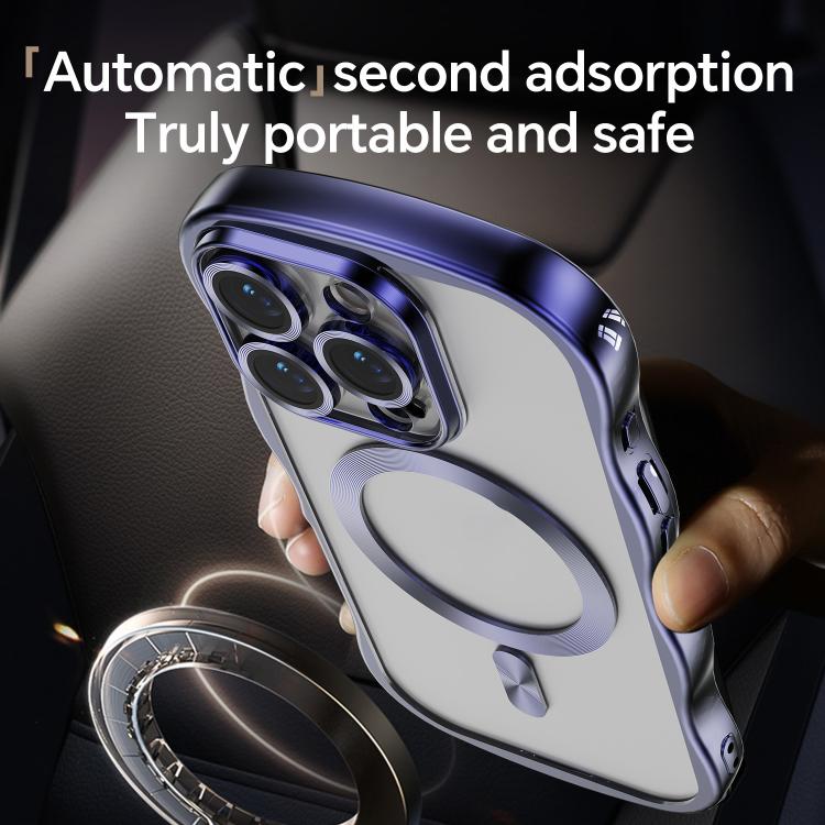 For iPhone 14 Pro Max Big Wave Electroplating MagSafe Magnetic Phone Case
