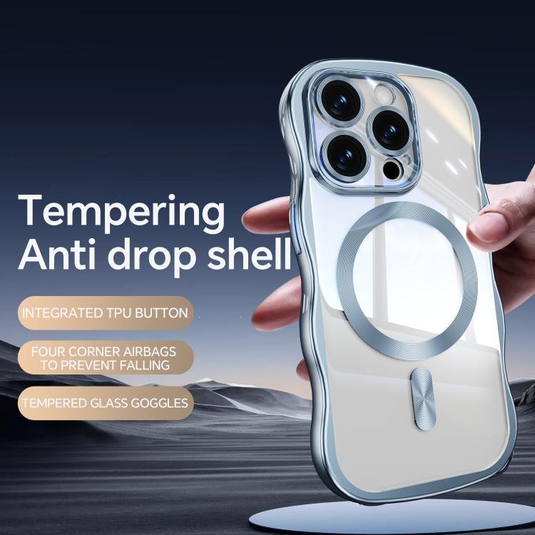 For iPhone 13 Pro Max Big Wave Electroplating MagSafe Magnetic Phone Case