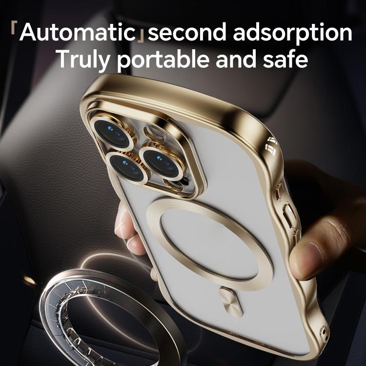 For iPhone 13 Pro Max Big Wave Electroplating MagSafe Magnetic Phone Case