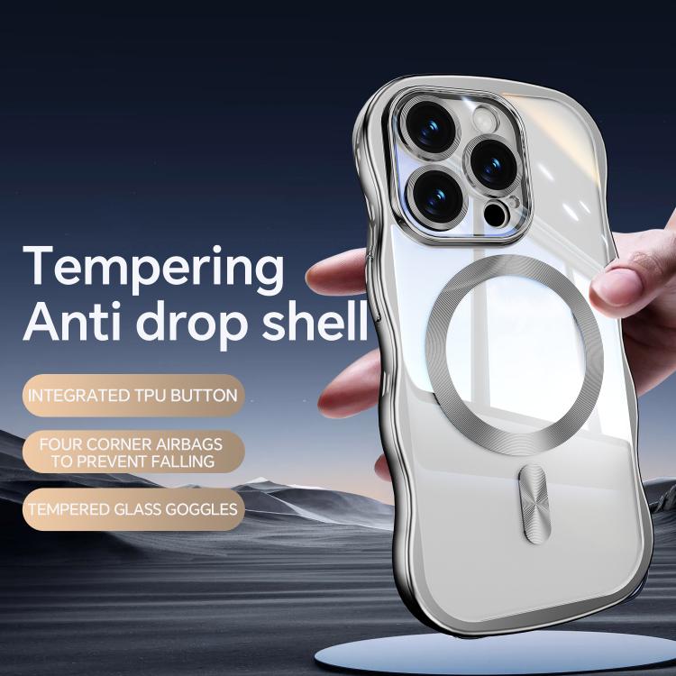 For iPhone 13 Pro Max Big Wave Electroplating MagSafe Magnetic Phone Case