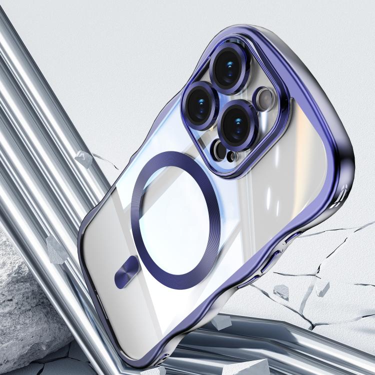 For iPhone 13 Pro Max Big Wave Electroplating MagSafe Magnetic Phone Case