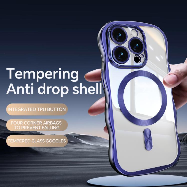 For iPhone 13 Pro Big Wave Electroplating MagSafe Magnetic Phone Case
