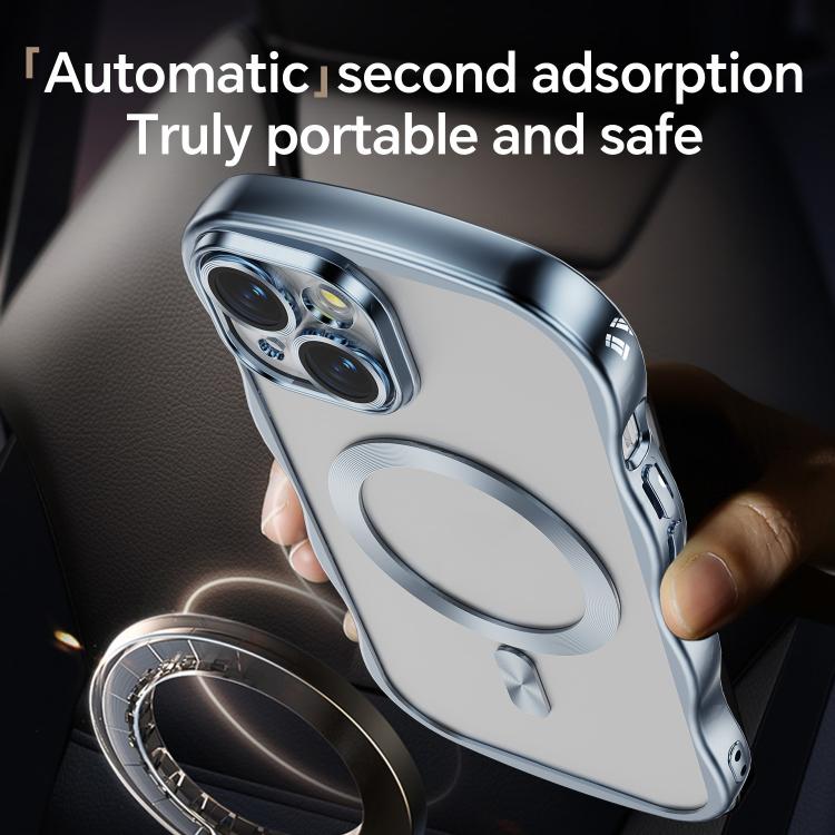 For iPhone 13 Big Wave Electroplating MagSafe Magnetic Phone Case